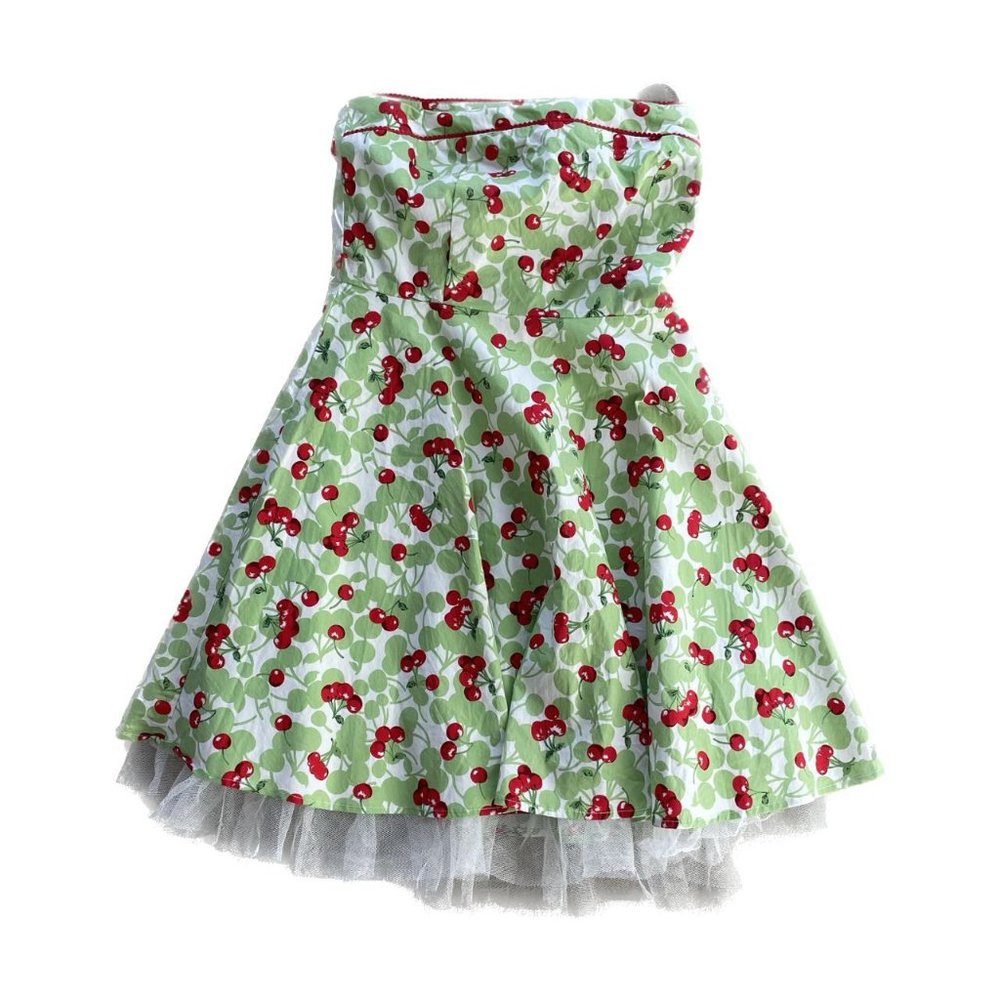 strapless cherry dress with built in crinoline that's giving me such ldr vibes!